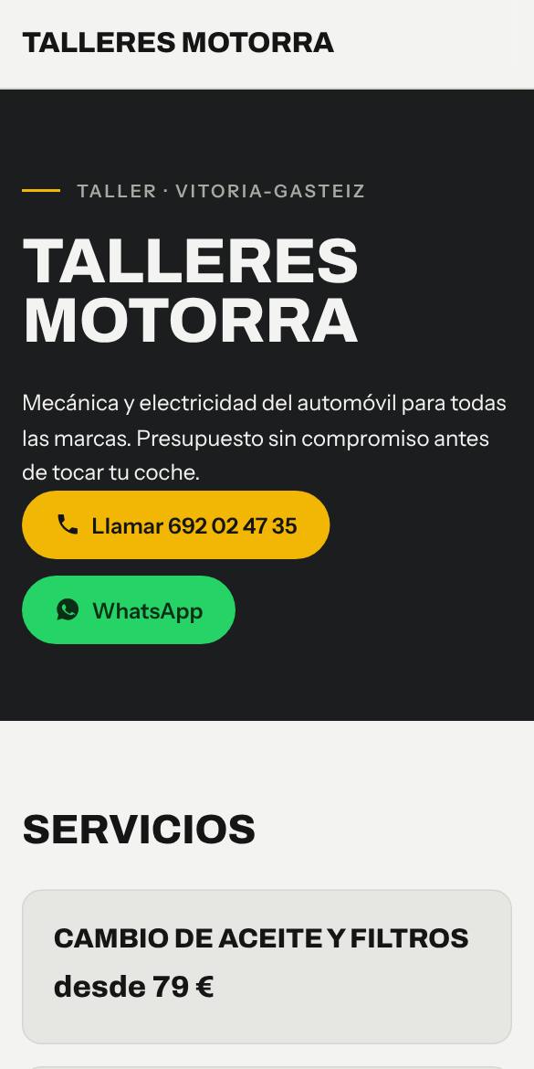Web de ejemplo de un taller mecánico